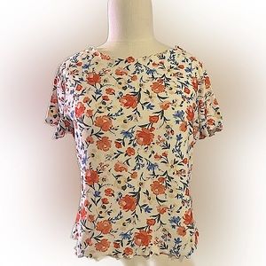 Peach Floral Scalloped Hem Baby Tee Large